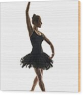 Ballerina In A Tutu Dancing En Pointe Wood Print