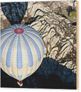 Ballooning Over Lunar Landscape Wood Print