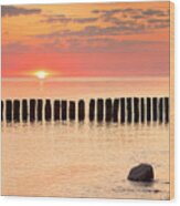 Baltic Sea Landscape At Sunset Time Wood Print