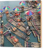 Bamboo Rafts Wood Print