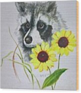 Bandit And The Sunflowers Wood Print