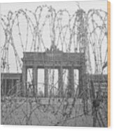 Barbed Wire And Brandenburg Gate Wood Print