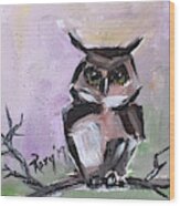 Barn Owl On A Branch Wood Print