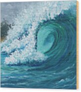 Barrel Wave Maui Wood Print