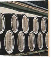 Barrels Of Wine On Platform Wood Print