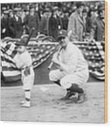 Baseball Player Babe Ruth And Young Boy Wood Print