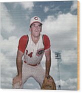 Baseball Player Pete Rose In Spring Wood Print