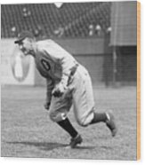 Baseball Player Ty Cobb Fielding Ball Wood Print