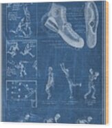 Basketball Blueprint Wood Print