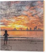 Beach Baby Sunrise 2 Delray Beach Florida Wood Print