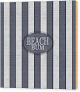 Beach Bum Nautical Stripes Of Denim Blue And White Wash Wood Print