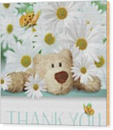 Bear Hug Thank You Daisy Garden Wood Print