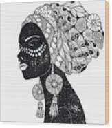 Beautiful African Woman. Hand-drawn Wood Print