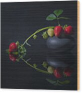 Berries Reflected Wood Print