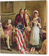 Betsy Ross And General George Washington Wood Print
