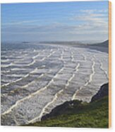 Big Waves At Rhossili Beach Wood Print