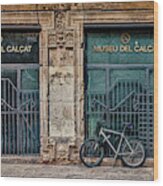 Bike Against Museu Del Calcat Wood Print