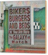Bikers Burgers And Beds - Hatch - Utah Wood Print