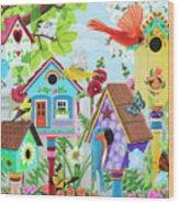 Birdhouse Garden Wood Print