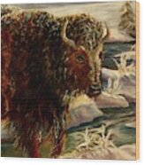 Bison In The Depths Of Winter In Yellowstone National Park Wood Print