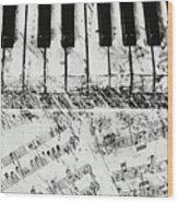 Black And White Piano Keys Wood Print