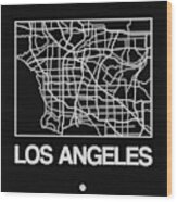 Black Map Of Los Angeles Wood Print