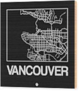 Black Map Of Vancouver Wood Print