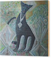 Black Oriental Cat Wood Print