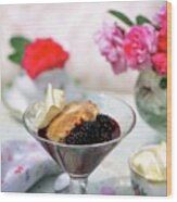 Blackberry Cobbler With Clotted Cream Wood Print