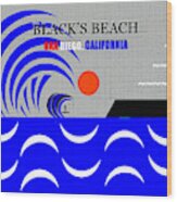 Black's Beach California Surfing Art Wood Print