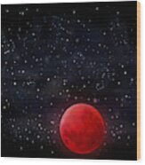 Blood Moon And Stars Wood Print