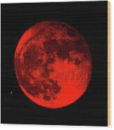 Blood Red Wolf Supermoon Eclipse Series 873dr Wood Print