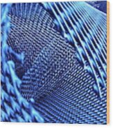 Blue Abstract Grids Wood Print