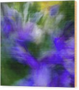 Blue And Yellow Flower Abstract Wood Print