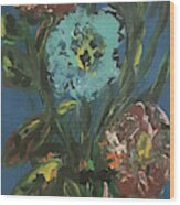 Blue Flowers In A Blue Vase Wood Print