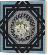 Blue Grey Floral Framed For Pillows Wood Print