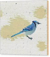 Blue Jay And Paint Splashes Wood Print