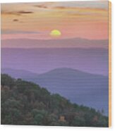 Blue Ridge Range Sunrise Wood Print