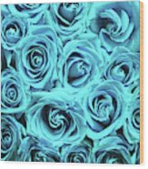 Blue Roses Wood Print