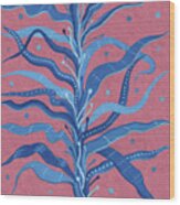 Blue Seaweed Wood Print