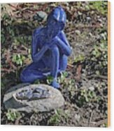 Blue Statue Wood Print