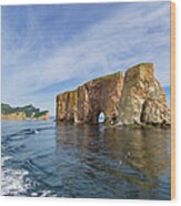 Boat Tour Around The Rock Of Percé Wood Print