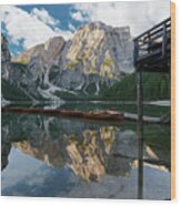 Boathouse At Lago Di Braies Wood Print