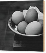 Bowl And Eggs Wood Print