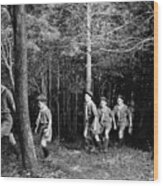 Boy Scouts Hiking Through The Woods Wood Print