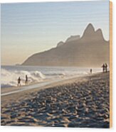 Brazil, Rio De Janeiro, People On Wood Print