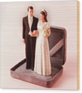 Bride And Groom In Jewelry Box Wood Print