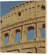 Brilliantly Sunlit Exterior Of The Roman Colosseum Wood Print