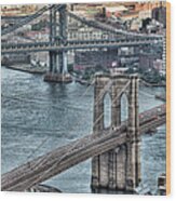 Brooklyn And Manhattan Bridge Wood Print