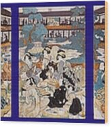 Brothel House Of Yoshiwara - Triptych Panel-2 Wood Print